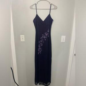 Candy Rocket Size Medium Vintage Y2K Dress Purple with Black Mesh Floral Design